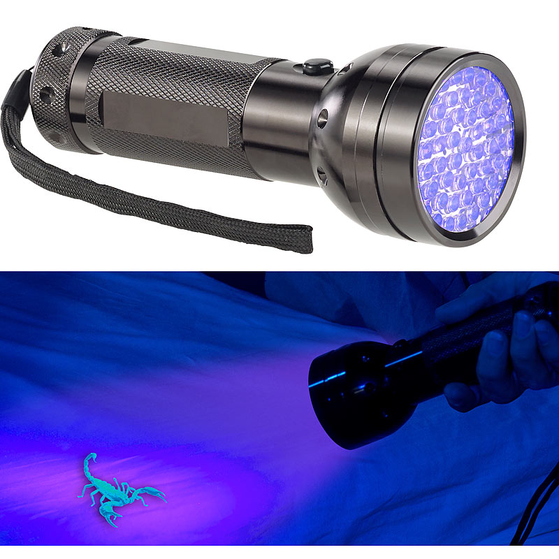 2in1-UV-Taschenlampe und Geldscheinprüfer, 51 LEDs und Batteriebetrieb
