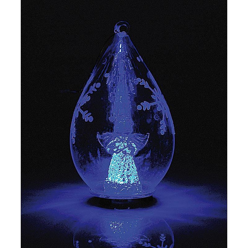 Mundgeblasene LED-Glas-Ornamente in Tropfenform, 2er-Set