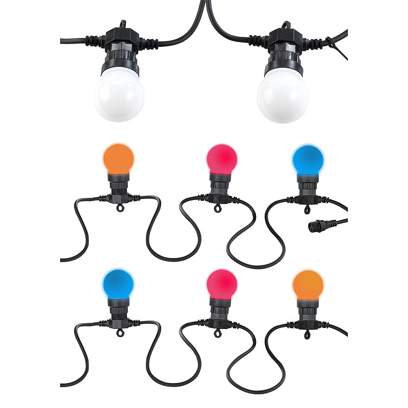 Party-Lichterkette, 20 bunten LEDs (Glühbirnenform), 8 Watt, 9 m, IP44