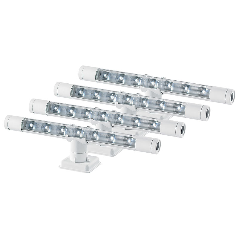 Batterieleuchte: Flexible warmweiße 4in1-LED-Unterbauleuchte, weiß, 4er
