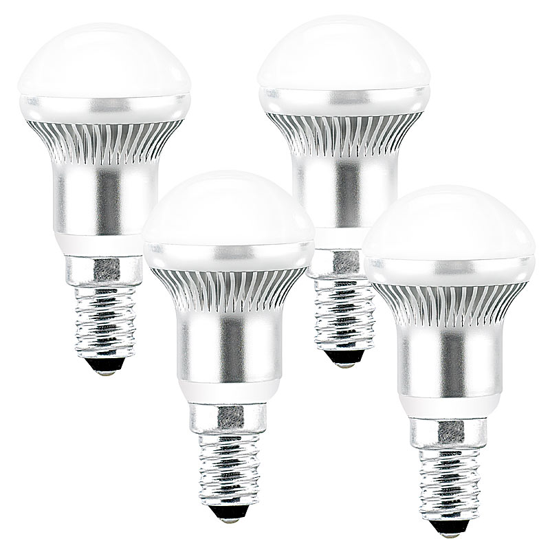 3x1W-LED-Energiesparlampe, R50, E14, kaltweiß, 185 lm, 4er-Set