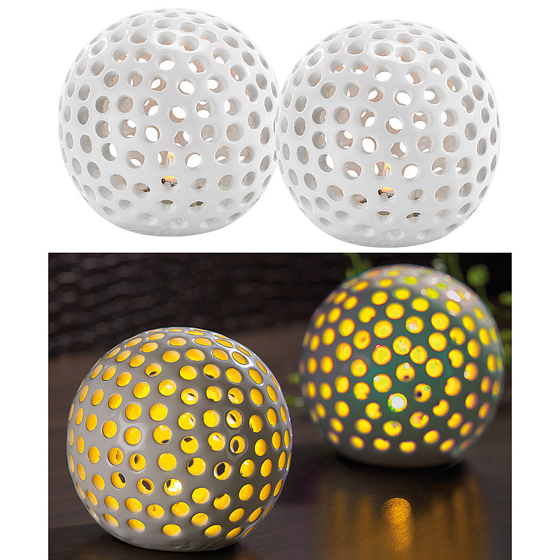 Kabellose LED-Dekoleuchten aus Keramik im 2er-Set