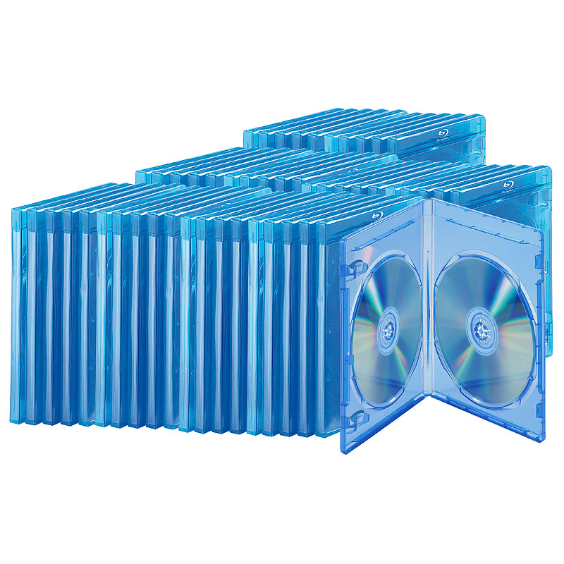 Blu-ray Soft-Hüllen blau-transparent im 50er-Pack für 2 Discs