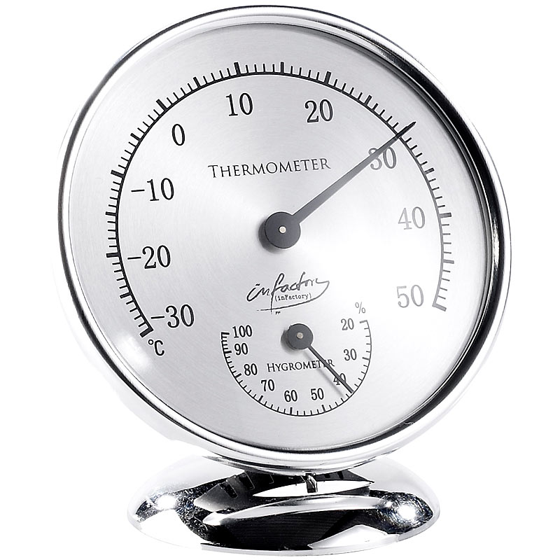 Analoges Thermometer mit Hygrometer, 10 cm