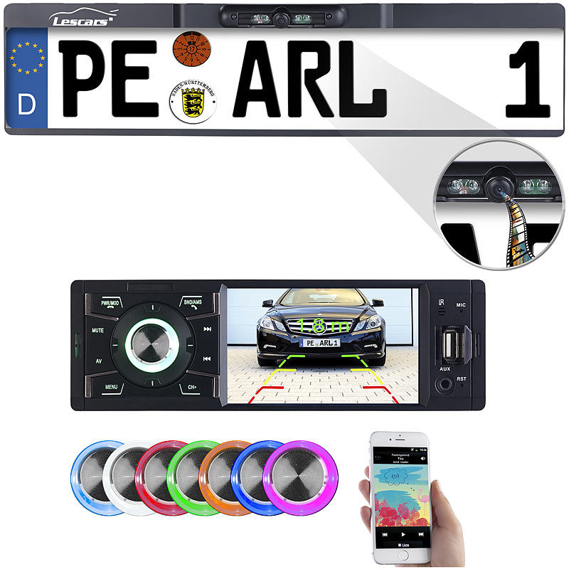 MP3-Autoradio mit TFT-Farbdisplay und Funk-Rückfahr-Kamera