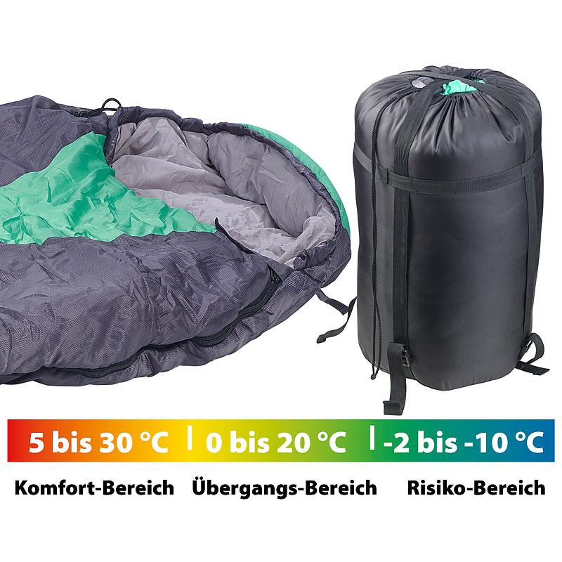 3-Jahreszeiten-Mumienschlafsack für Kinder, 170 x 70 x 50 cm