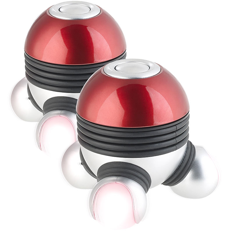 2er-Set Mini-Vibrations-Massagegeräte mit 3 Köpfen & LED-Beleuchtung