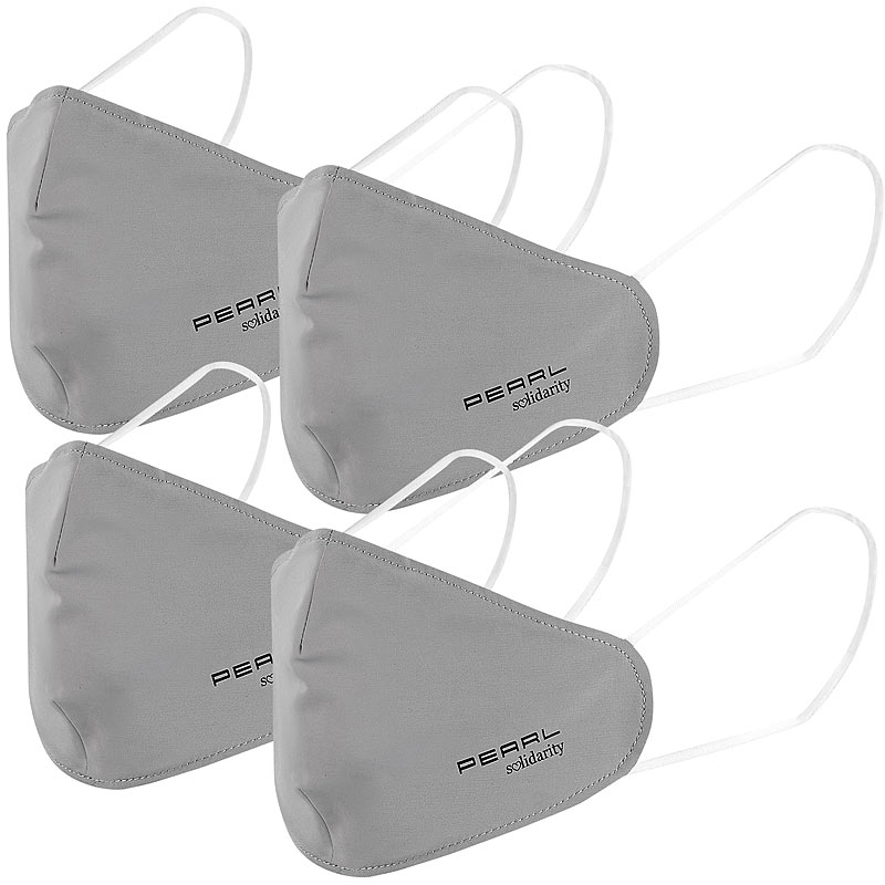 4er-Set Mund-Nasen-Stoffmasken mit Filter-Textil, waschbar, Gr. S