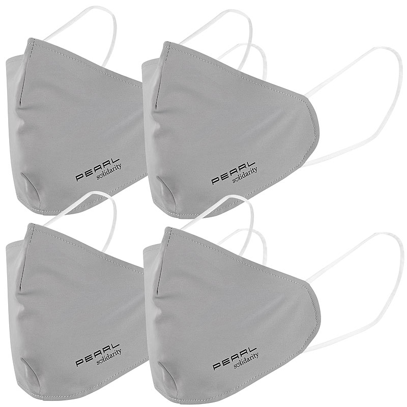 4er-Set Mund-Nasen-Stoffmasken mit Filter-Textil  waschbar, Gr. M