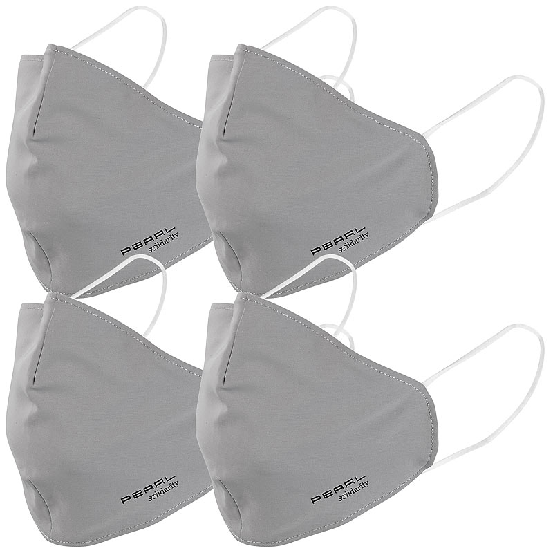 4er-Set Mund-Nasen-Stoffmasken mit Filter-Textil, waschbar, Gr. L