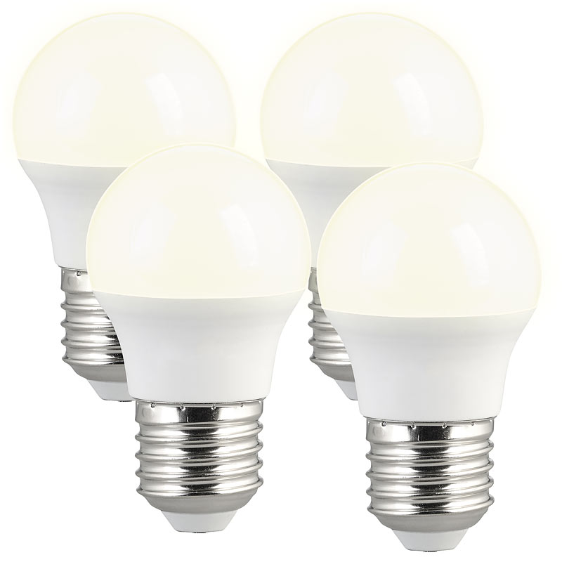 4er-Set LED-Lampen, E27, 3 Watt, G45, 240 Lumen, warmweiß