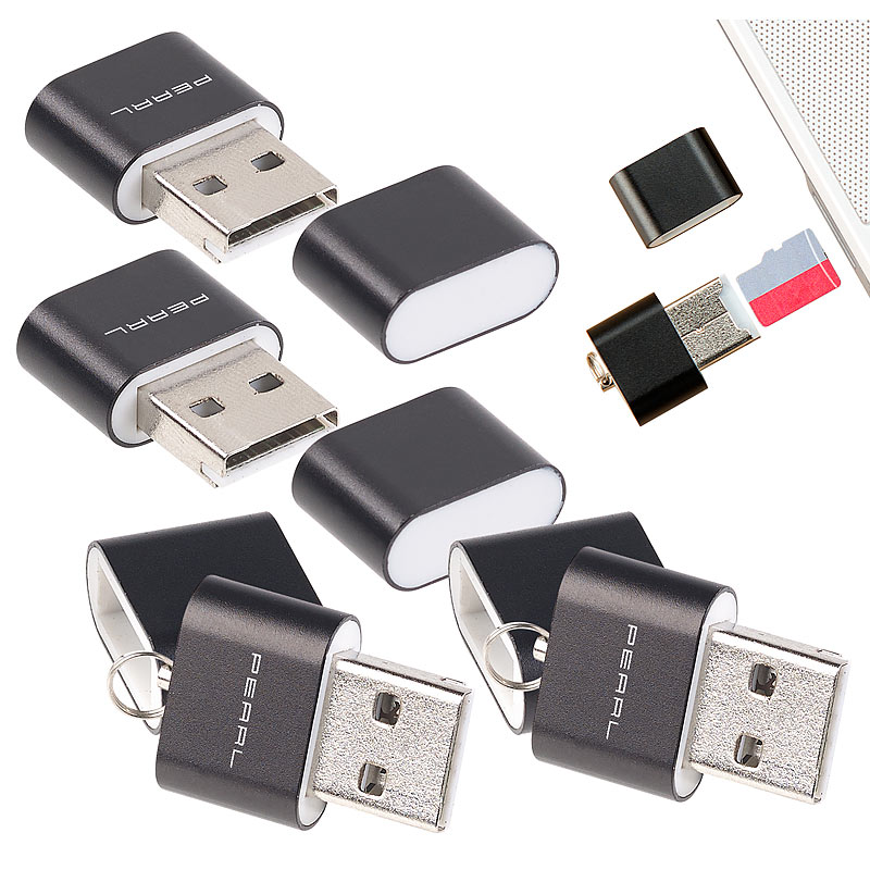 4er Pack Mini-Cardreader für microSD(HC/XC)-Karten bis 128 GB & USB