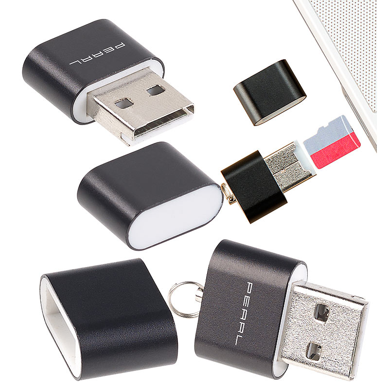 2er-Set Mini-Cardreader für microSD(HC/XC)-Karten bis 128 GB & USB