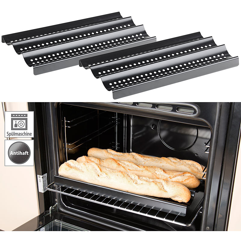 2er-Set Baguette-Backbleche aus Karbonstahl, Anti-Haft-beschichtet