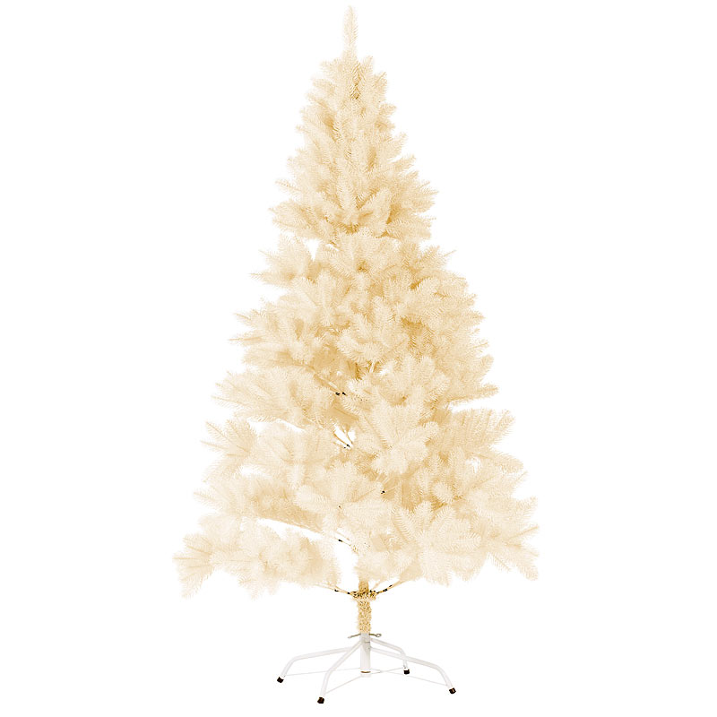 Künstlicher Weihnachtsbaum 180cm, 1071 Spitzen, Ständer, cremefarben