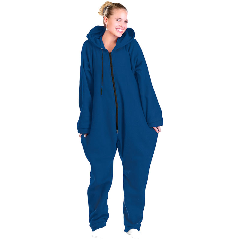 Jumpsuit aus flauschigem Fleece, blau, Größe XXL