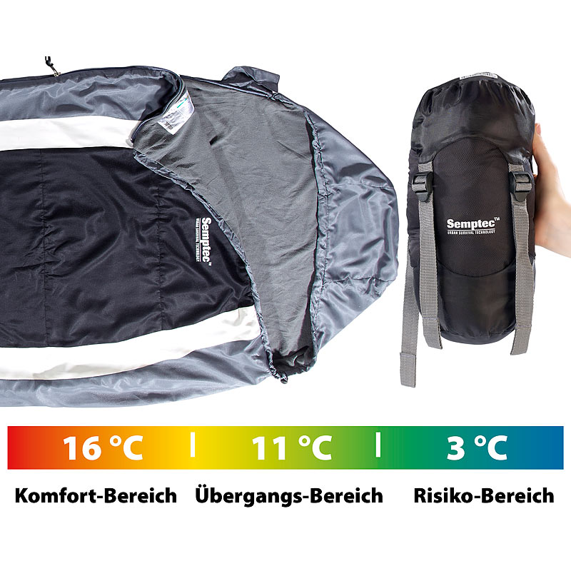 Leichter Mumien-Schlafsack mit Fleece-Futter, 215 x 75 x 50 cm