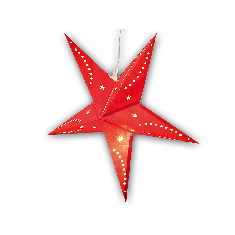3D-Weihnachtsstern-Lampe, Stern aus Papier, 60 cm, rot