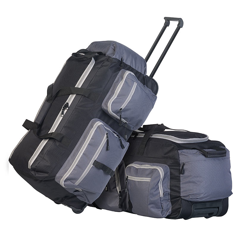 2er-Set faltbare XL-Reisetaschen mit Trolley-Funktion & Teleskop-Griff