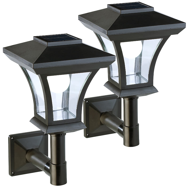 2er-Set Solar-LED-Wandleuchten WL-345, 45 Lumen, 0,3 Watt