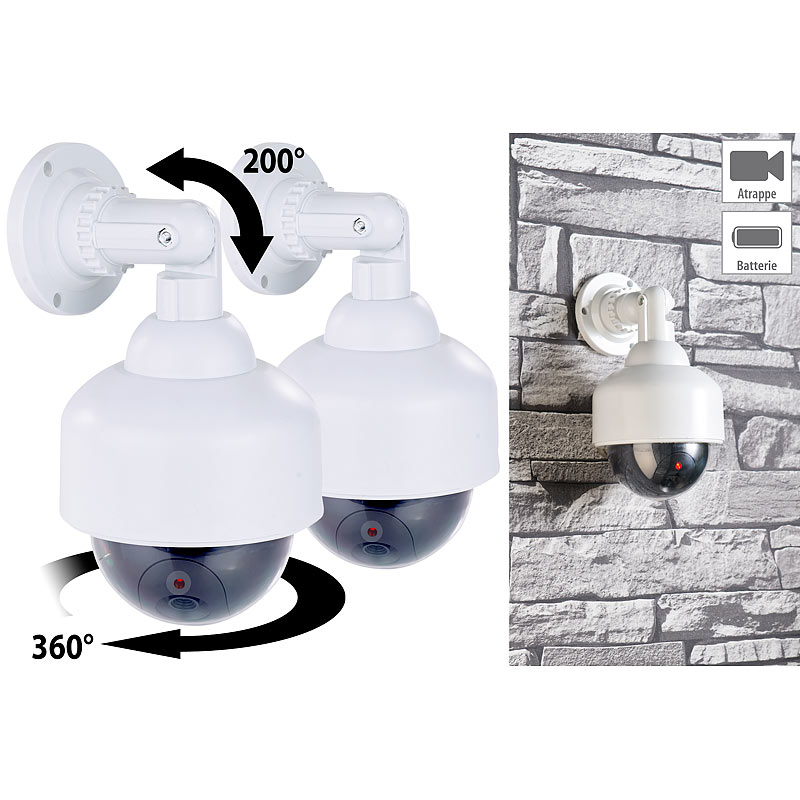 2er-Set Dome-Überwachungskamera-Attrappen, durchsichtige Kuppel