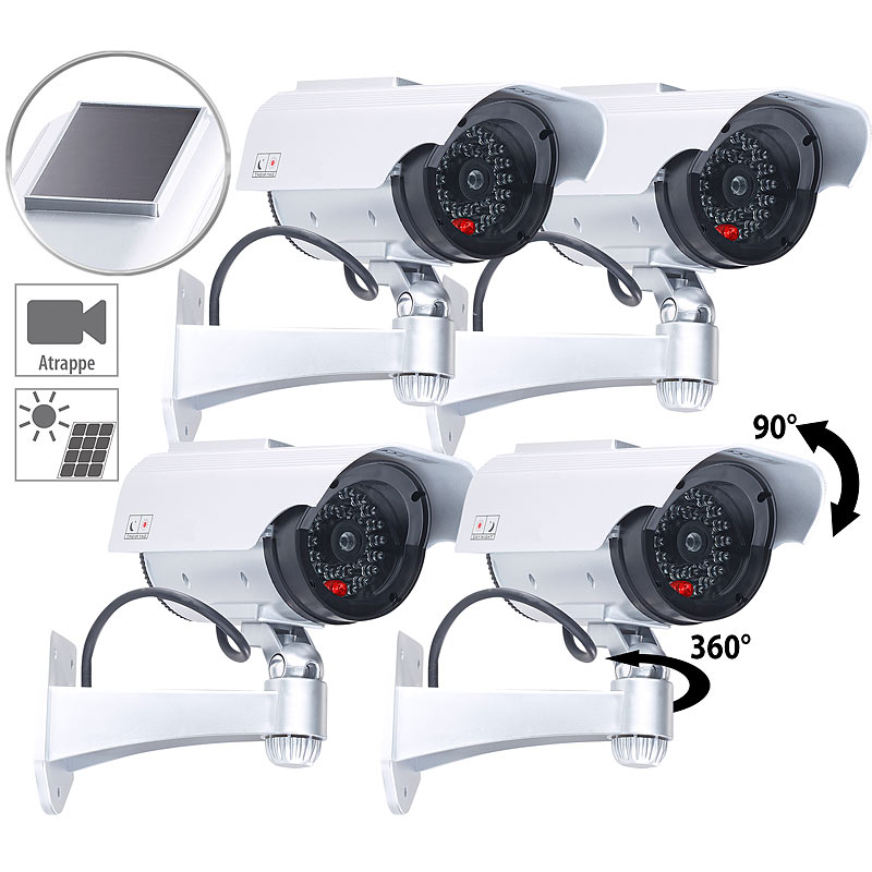 4er-Set Überwachungskamera-Attrappen mit Signal-LED