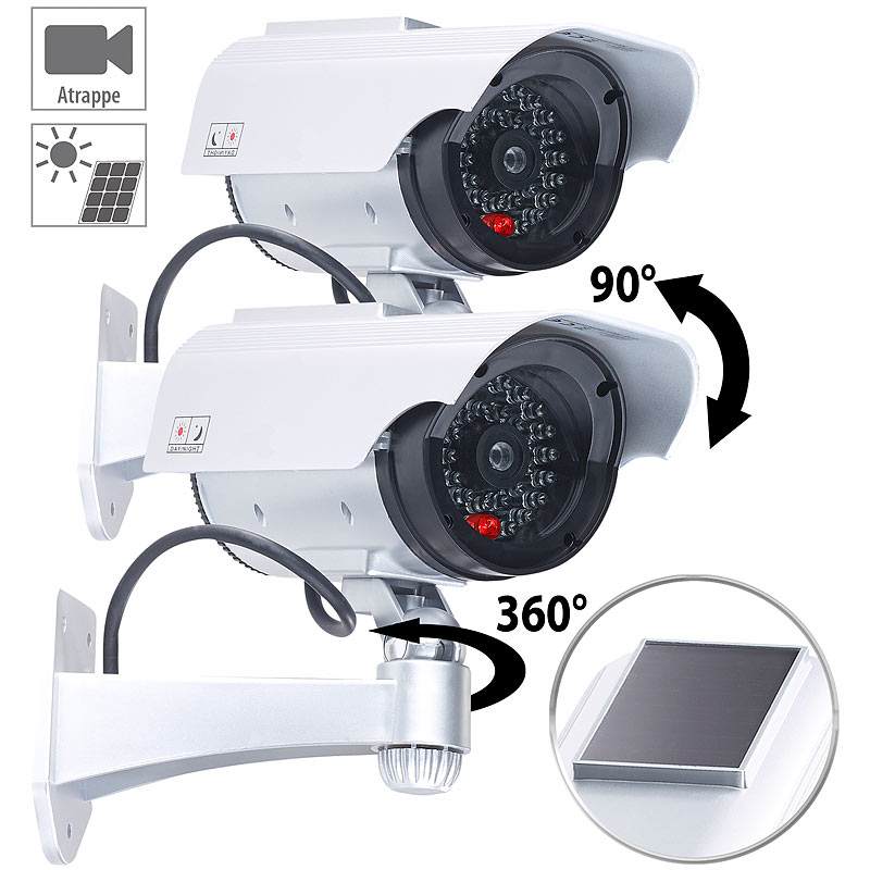 2er-Set Überwachungskamera-Attrappen mit Signal-LED