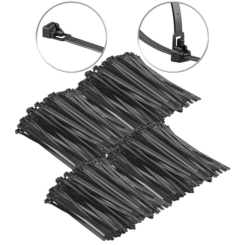 400er-Set wiederverschließbare Kabelbinder, 250 x 7,6 mm