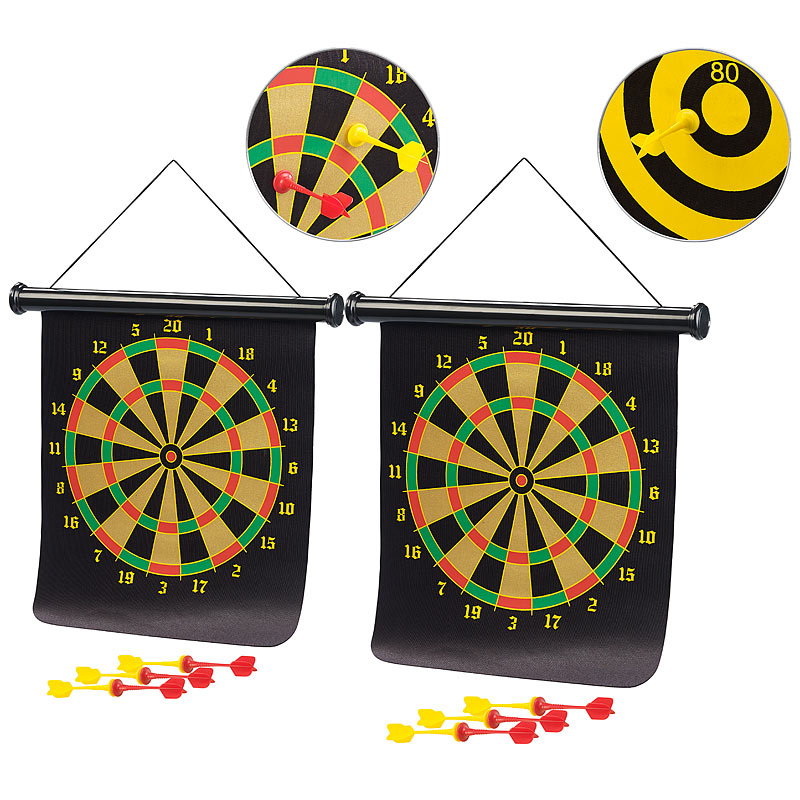 2er-Set magnetische Dart-Spiele mit Zielscheibe, aufrollbar