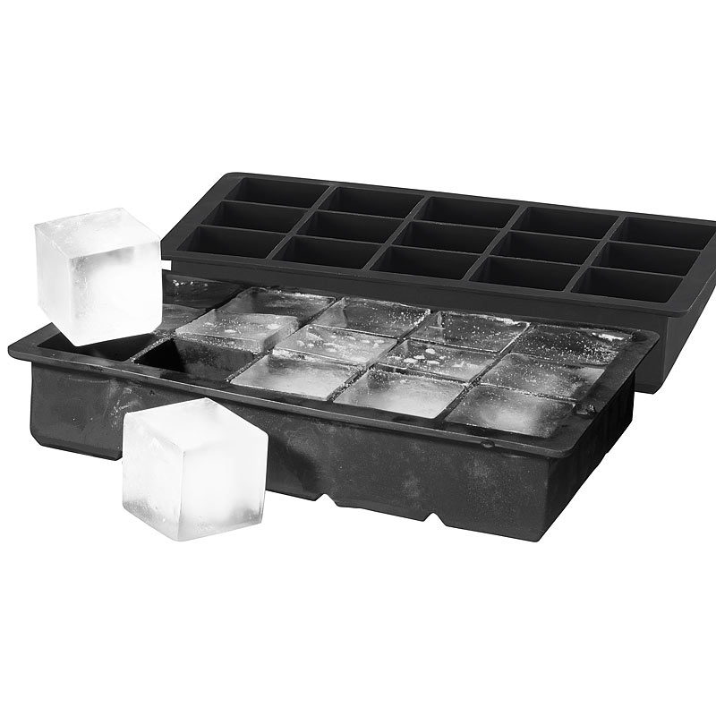 2er-Set Silikon-Eiswürfelformen für je 15 kleine Eiswürfel, je 3x3x3cm