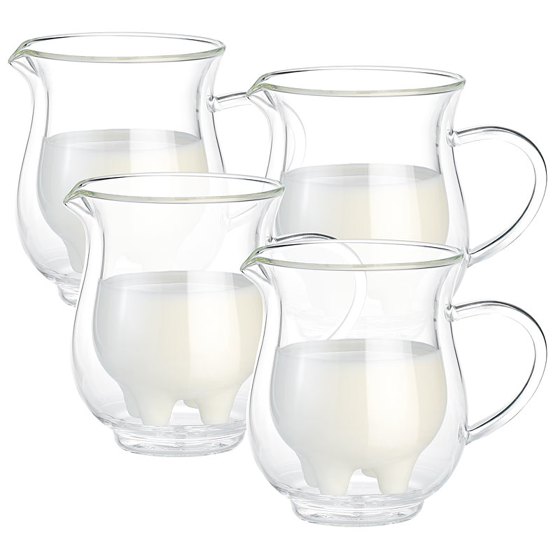 4er-Set  doppelwandige Milchkännchen im witzigen Euterdesign,  200 ml