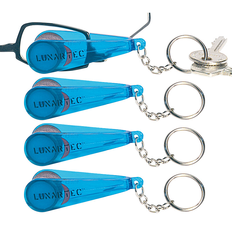 4er-Set Brillen-Putz-Zangen mit Tüchern im Schlüsselanhänger