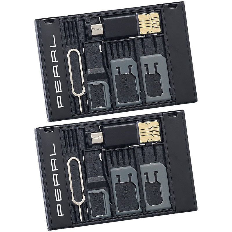 2er-Set SIM-Karten-Organizer mit microSD-Card-Reader für USB OTG