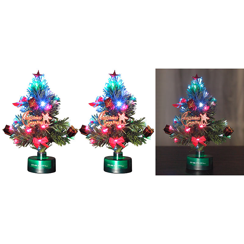 2er-Set LED-Weihnachtsbäume mit Glasfaser-Farbwechslern
