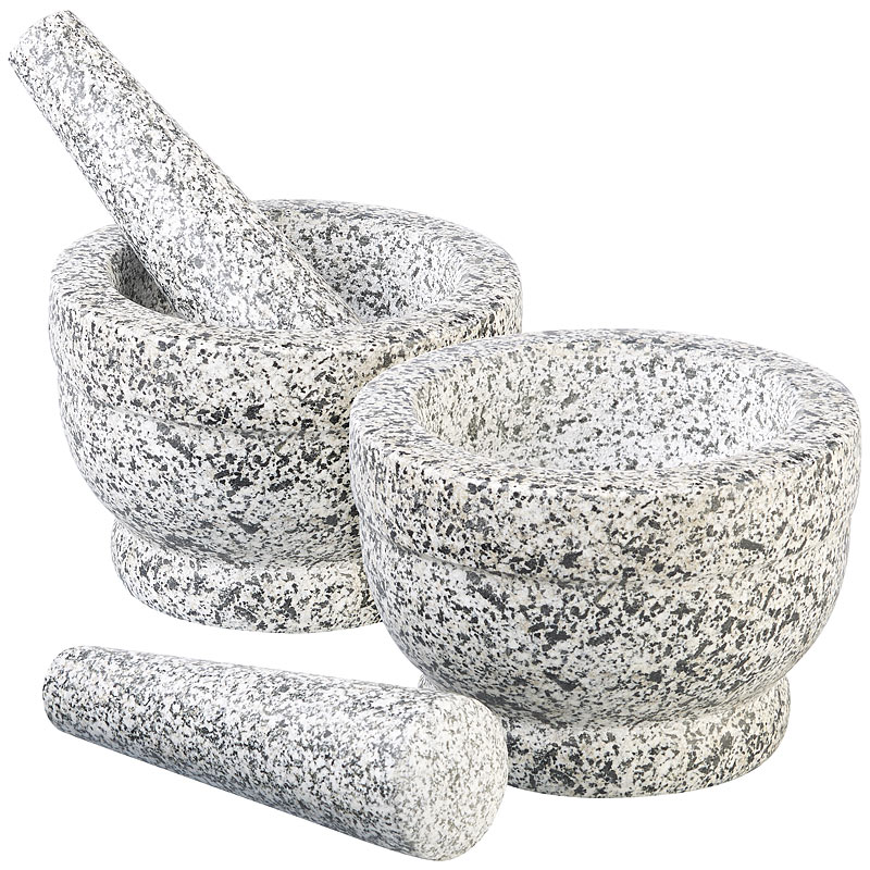 Robuster Mörser mit Stößel aus natürlichem Granit Ø 14 cm Steinmörser
