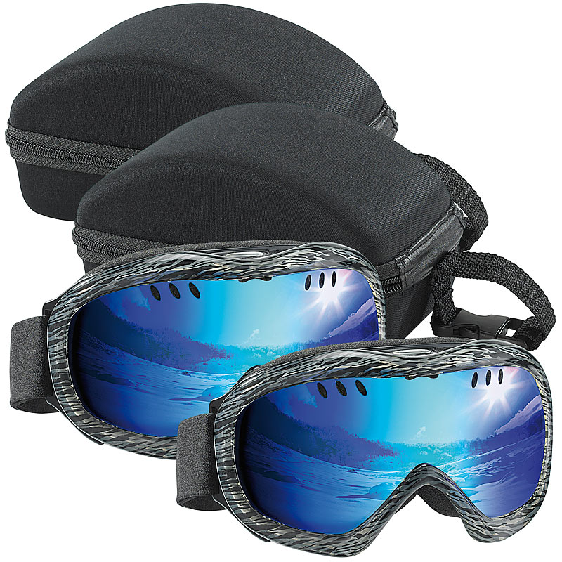 2er-Set Superleichte Hightech-Ski- & Snowboardbrillen inkl. Hardcase
