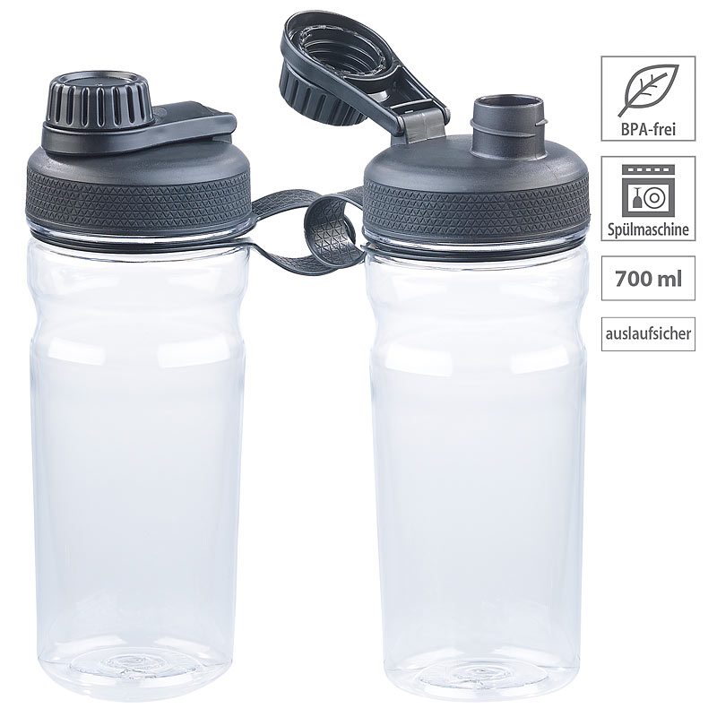 2er-Set BPA-freie Sport-Trinkflaschen, 700 ml, auslaufsicher