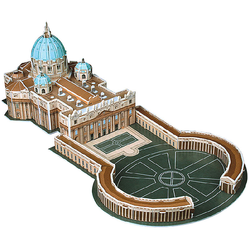 Faszinierendes 3D-Puzzle Petersdom mit Petersplatz in Rom, 56 Teile