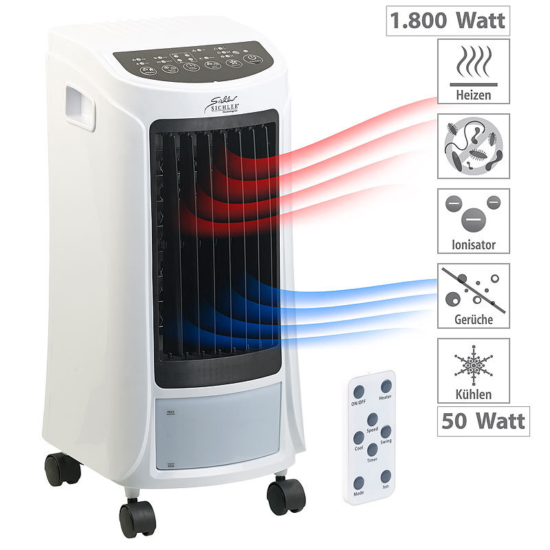 4in1-Luftkühler mit Heiz-, Befeuchter- und Ionisator-Funktion, 1.800 W