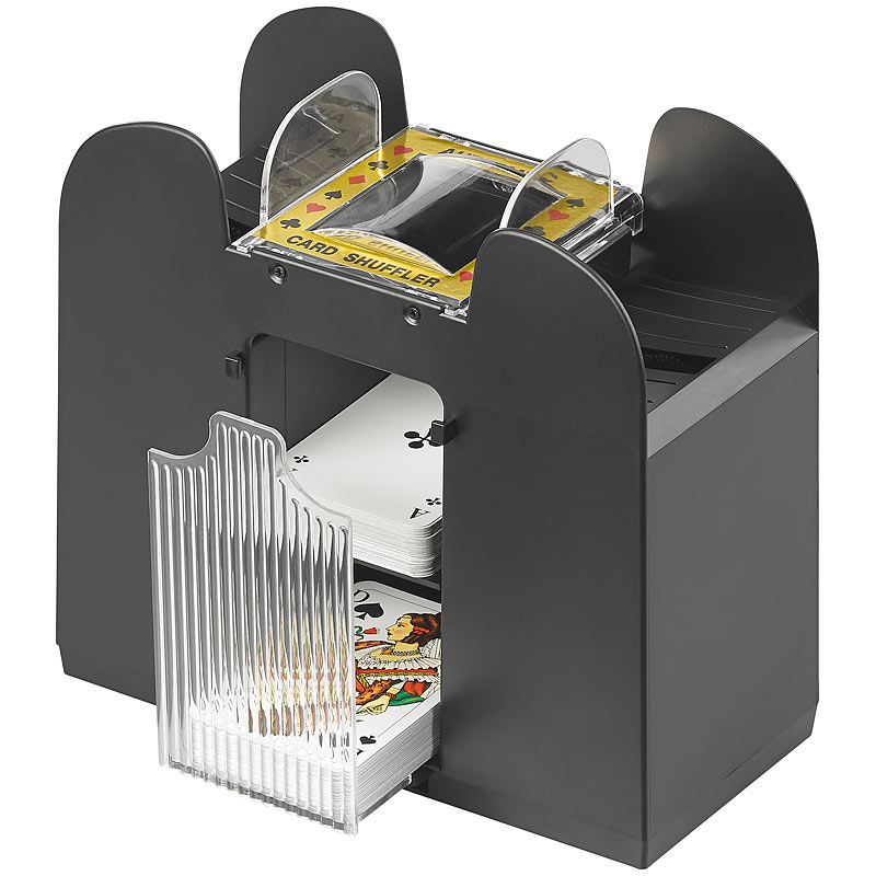 Elektrische Kartenmisch-Maschine für 6 Decks á 54 Karten, schwarz