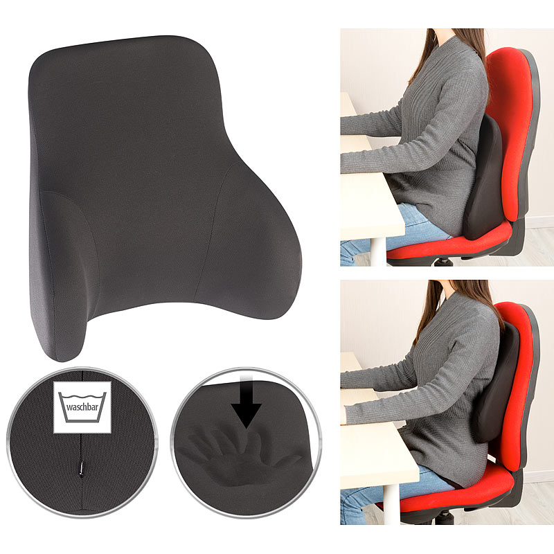 Memory-Foam-Rückenkissen, 3-Zonen-Stütze für ergonomische Sitzhaltung