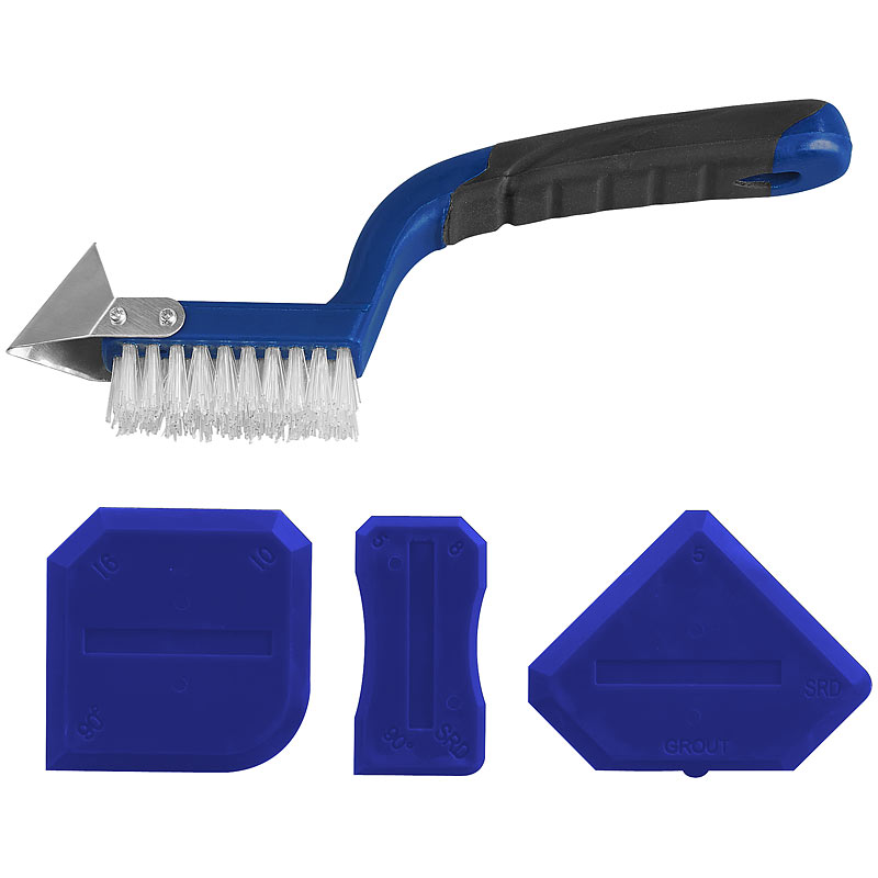 5in1-Fugenwerkzeug-Set mit Fugenmesser, Fugenbürste, 3 Fugenglättern