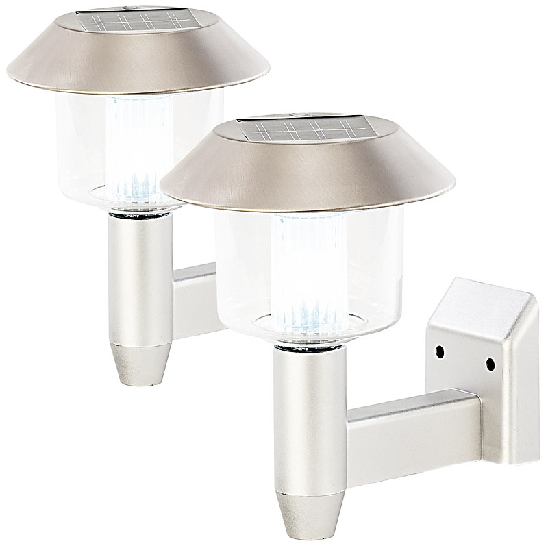 2er-Set Solar-LED-Wandleuchten WL-101, 1,2 Lumen, 0,9 Watt