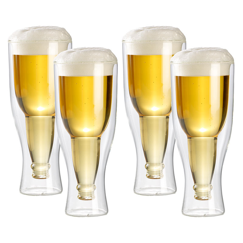 Doppelwandiges Bierglas 0,33 l im 4er-Set