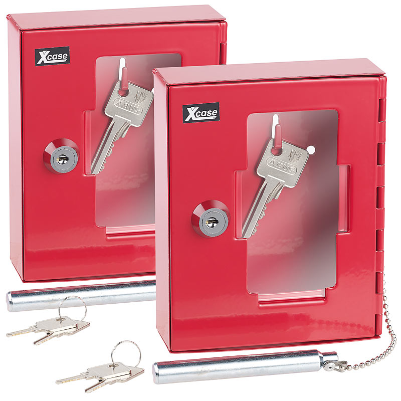 2er Pack Profi-Notschlüssel-Kasten mit Einschlag-Klöppel &Sicherheits
