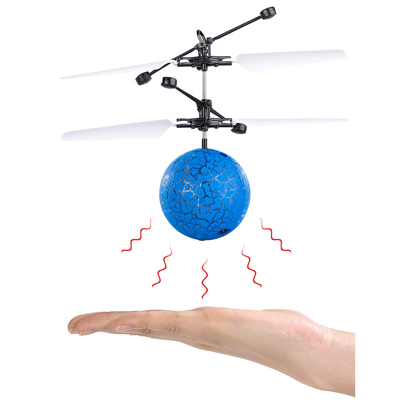 Selbstfliegender Hubschrauber-Ball mit bunter LED-Beleuchtung, blau