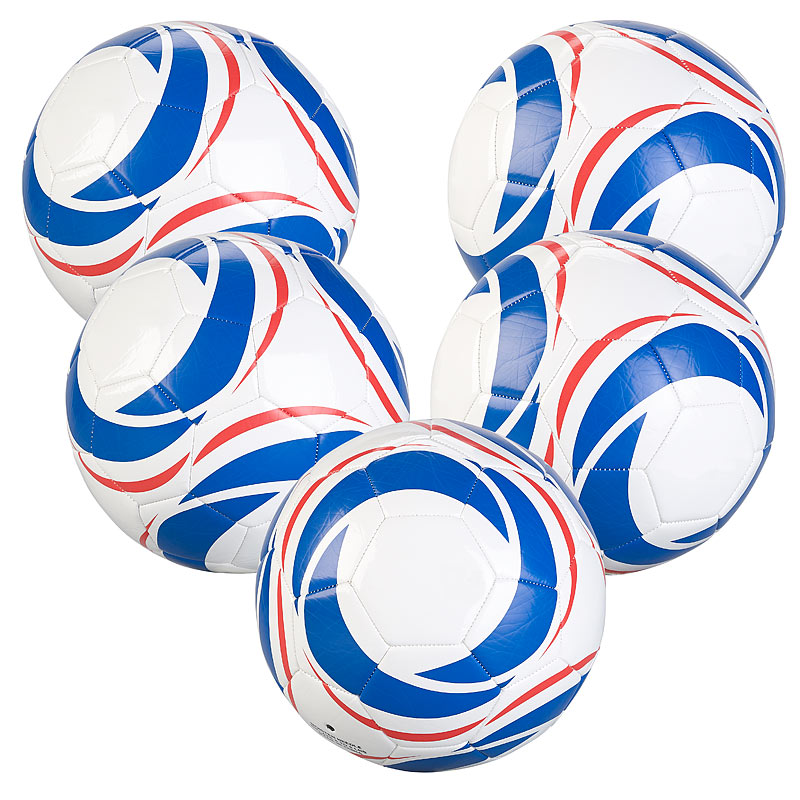 5er-Set Trainings-Fußball aus Kunstleder, 22 cm Ø, Größe 5, 440 g