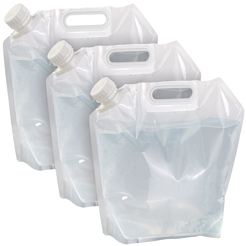 3er-Set flach faltbare Wasserkanister mit Tragegriff, 5 l, BPA-frei