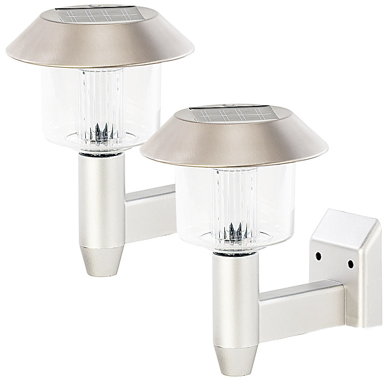 2er-Set Solar-LED-Wandleuchte WL-101, 1,2 Lumen, 0,9 Watt