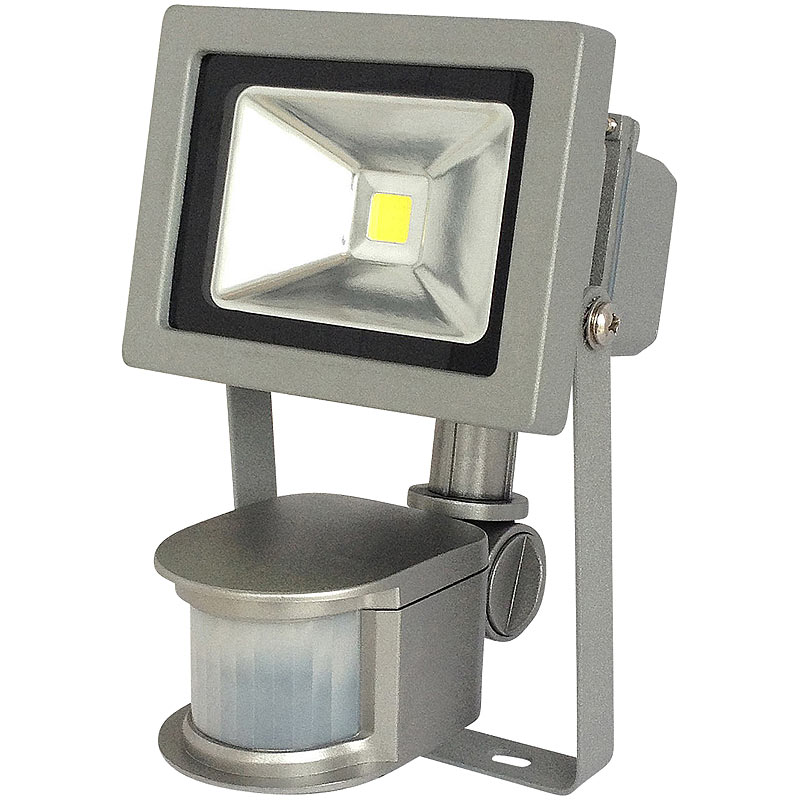 COB-LED-Fluter mit Metallgehäuse, 10 W, IP44, PIR, 4200 K